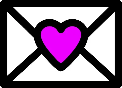 Grafik eines Briefs, der mit einem Herzen verschlossen ist.